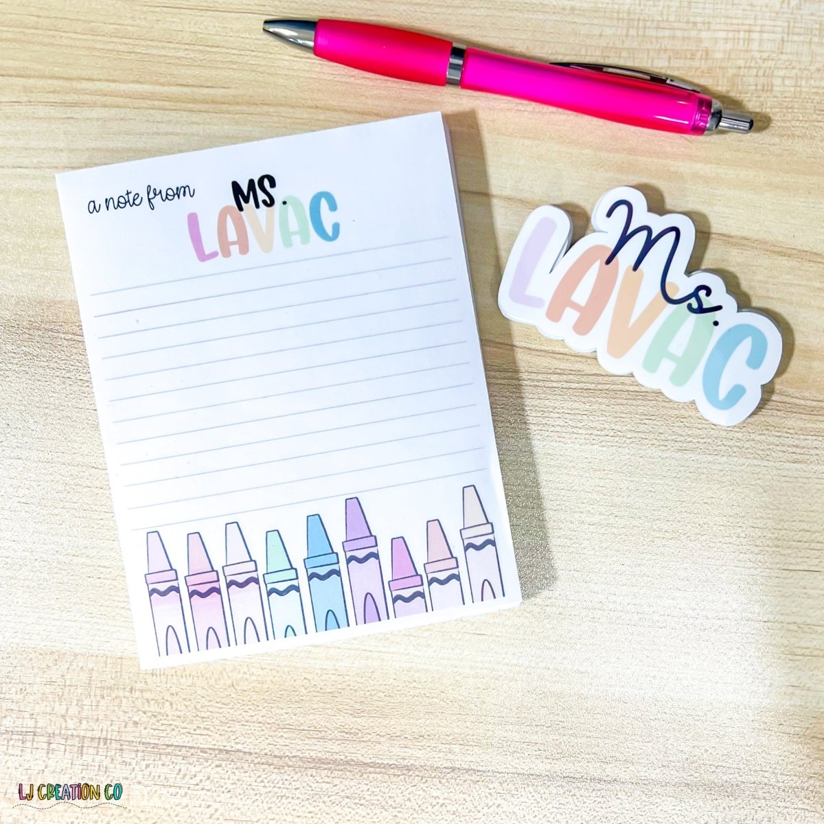 Custom Teacher Pastel Notepad and Stickers