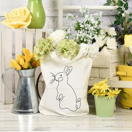 Line Bunny Canvas Tote