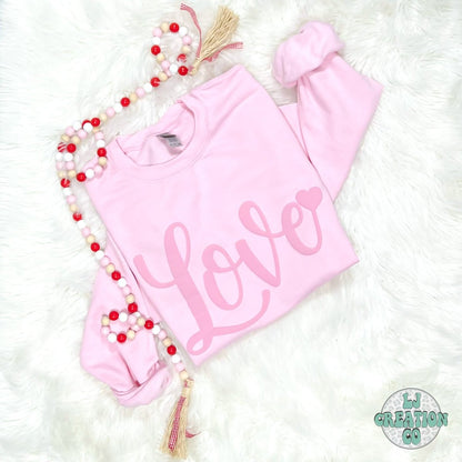 Pink Tonal Puff Print Love Sweatshirt