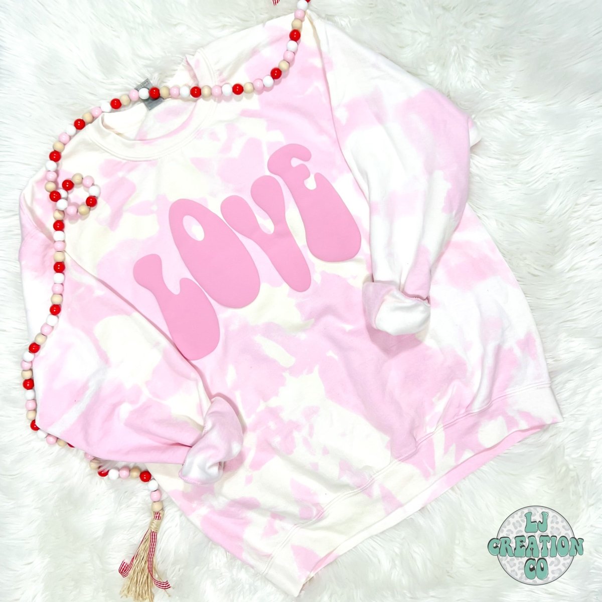 Pink Tonal Puff Print Love Sweatshirt