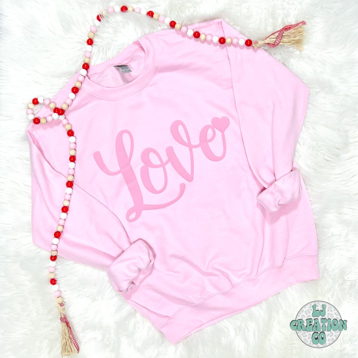 Pink Tonal Puff Print Love Sweatshirt